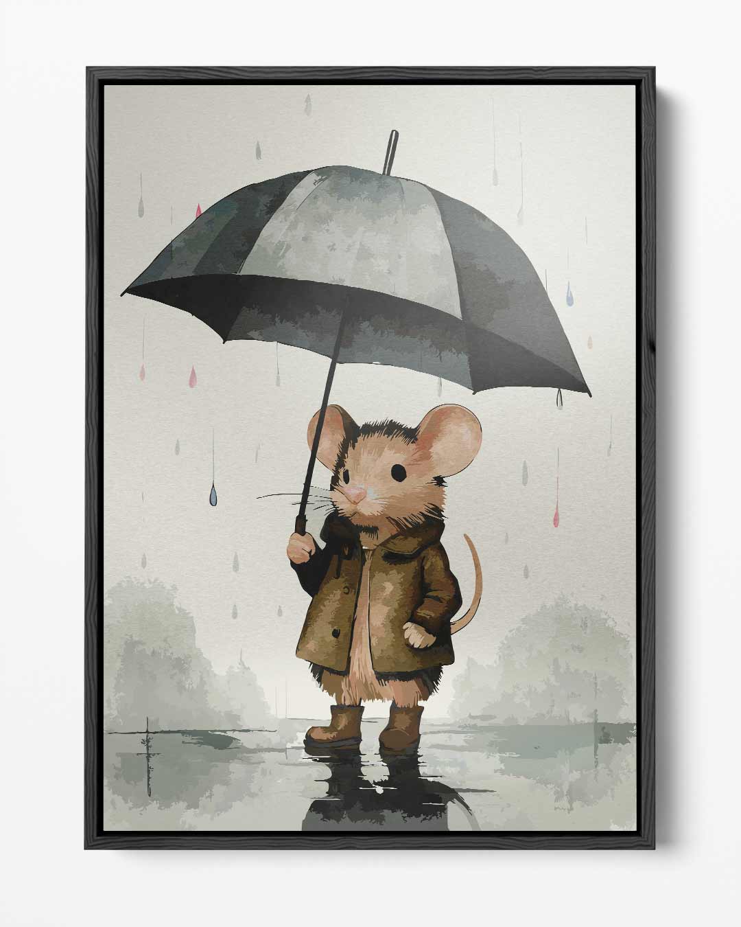 Regenachtige Avonturen van een Muizenvriend Kunstwerk-canvas-dibond-plexiglas-wanddecoratie-WallArtistic