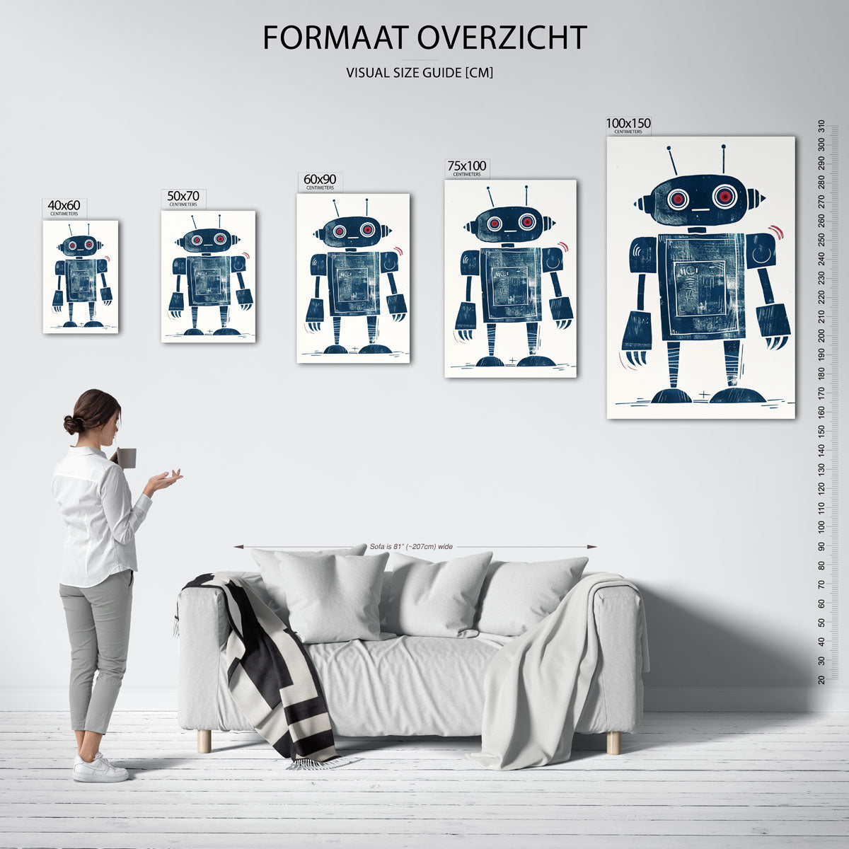 Geometrische robot illustratie Kunstwerk