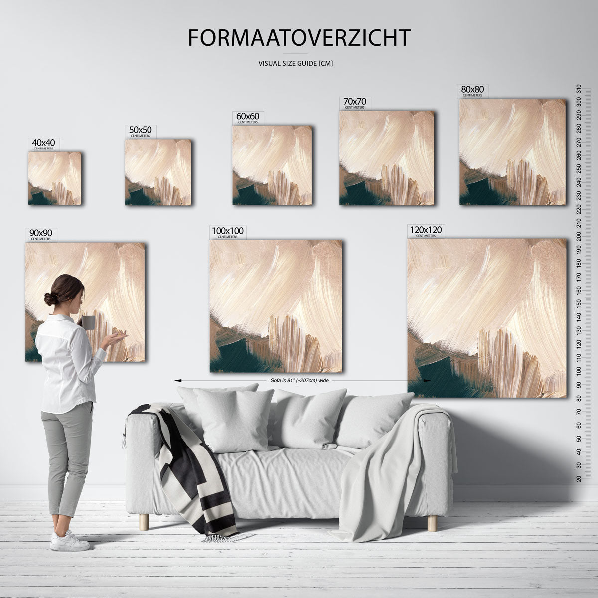 Abstracte beige penseelstreken Poster