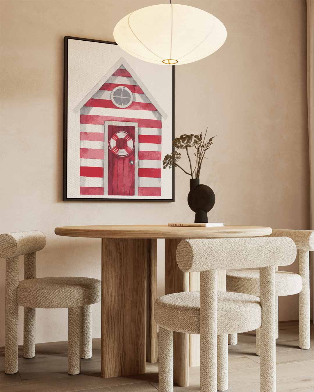 Strandhuisje in Strepen Kunstwerk-canvas-dibond-plexiglas-wanddecoratie-WallArtistic