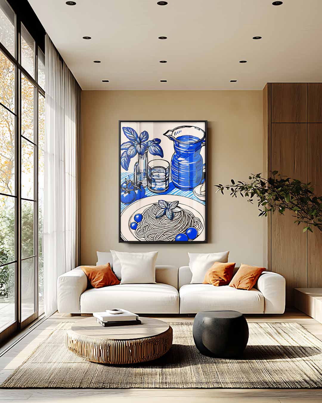 Blauwe Pracht in de Keuken Kunstwerk-canvas-dibond-plexiglas-wanddecoratie-WallArtistic