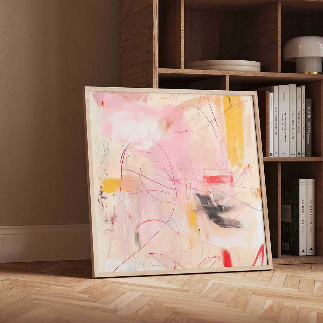 Abstracte roze en gele Poster
