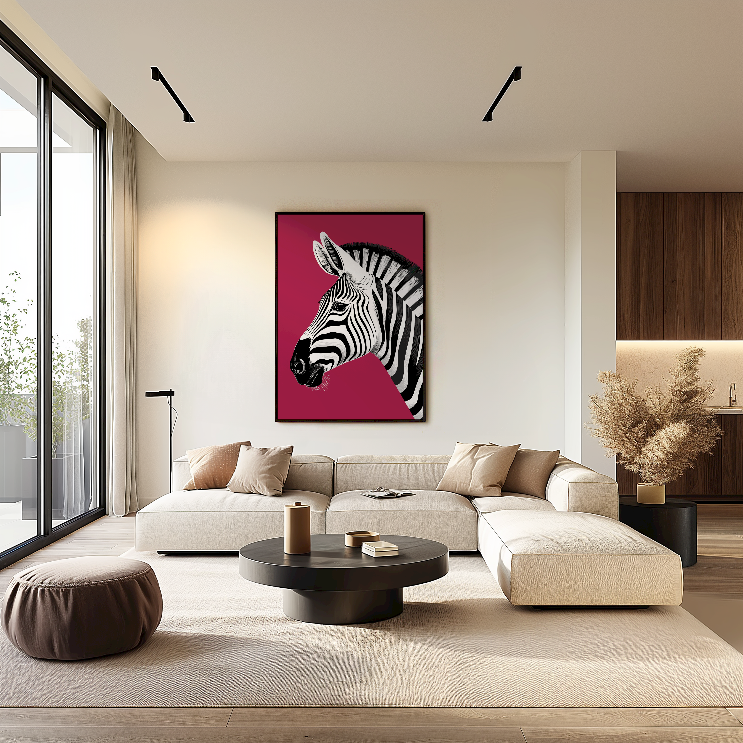 Zebra red Kunstwerk-canvas-dibond-plexiglas-wanddecoratie-WallArtistic