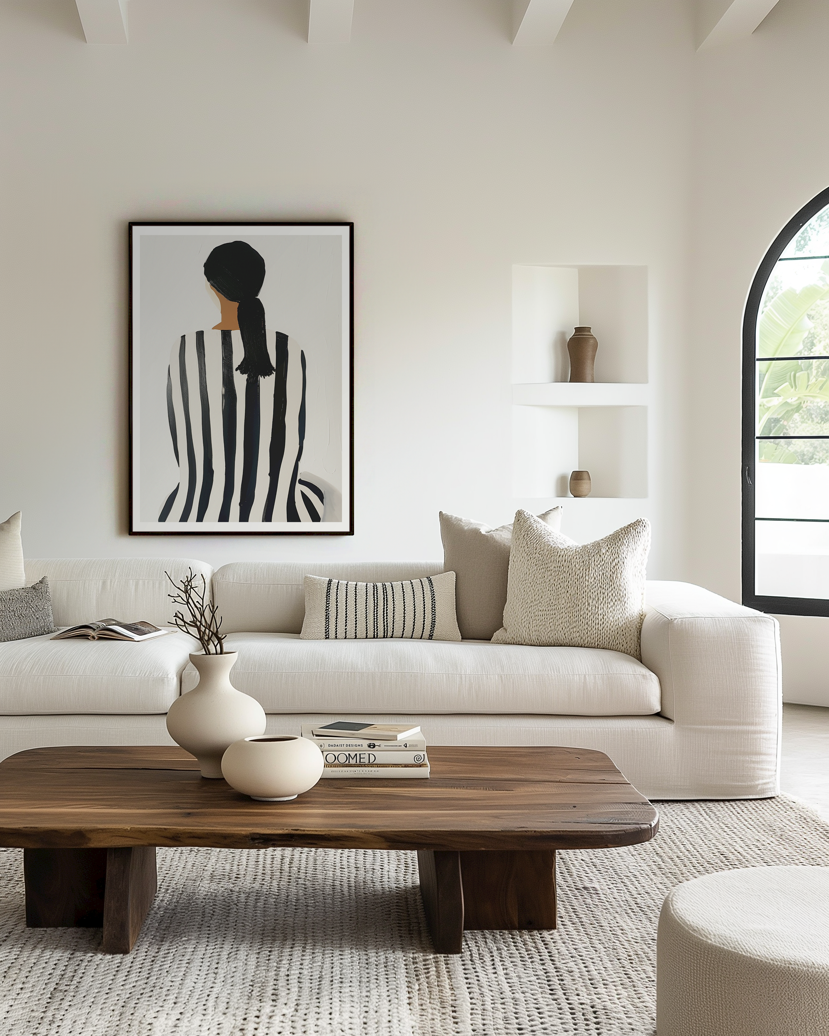 Gestreepte Silhouet Illustratie Kunstwerk-canvas-dibond-plexiglas-wanddecoratie-WallArtistic