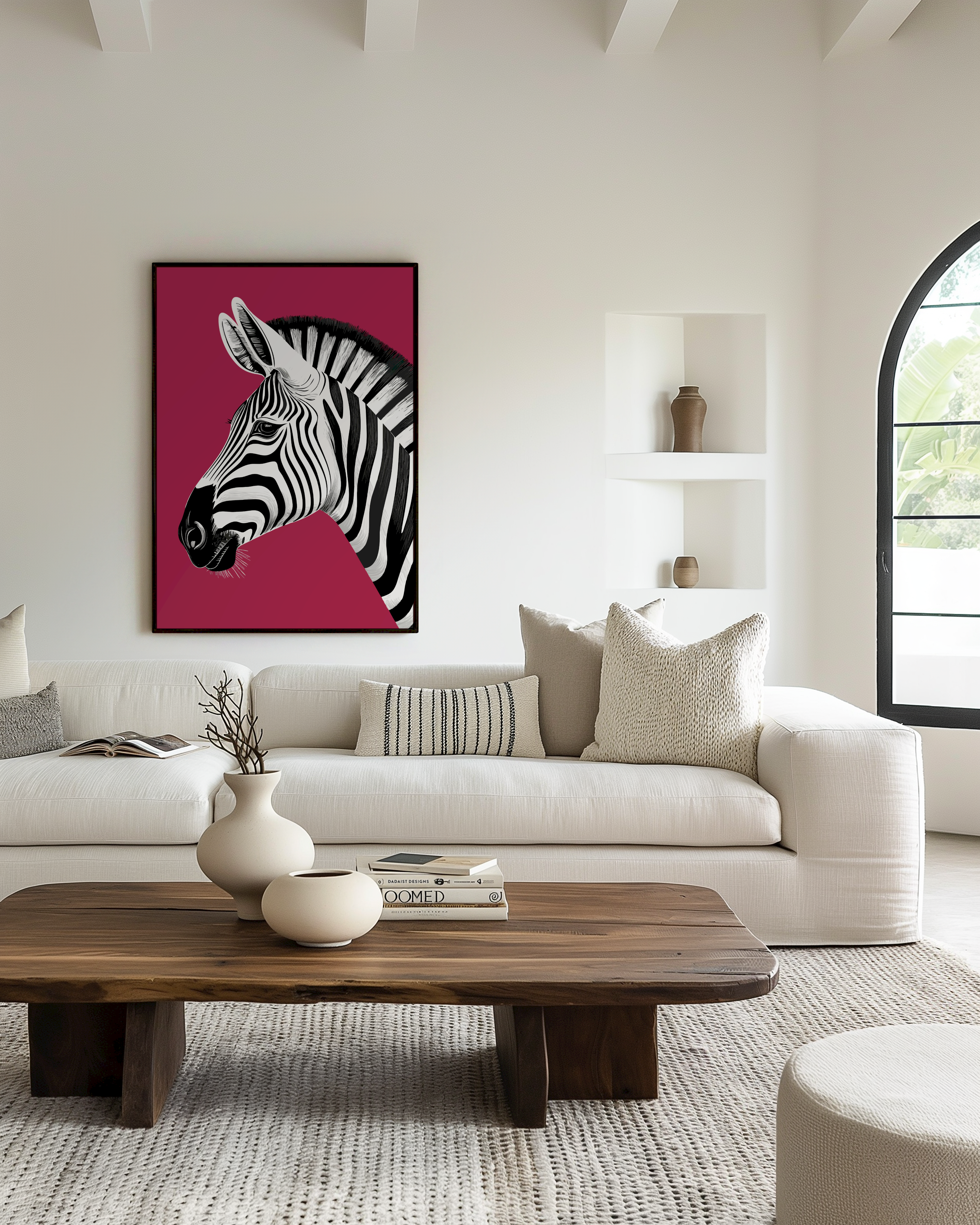 Zebra red Kunstwerk-canvas-dibond-plexiglas-wanddecoratie-WallArtistic